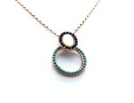 Mariana Necklace Pendant White Shell & Turq Mineral with Jet Swarovski Crystal Africa Coll.