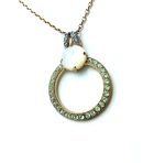 Necklace Pendant By Mariana Woman Glitzy Shell Mineral and Light Green Swarovski Crystals