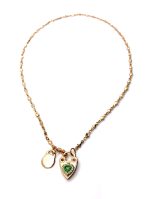 Necklace Pendant By Mariana Woman Heart Shape Padlock Green Swarovski Crystal - Image 3