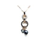 Mariana Necklace Pendant Pyrite Mineral, Clear & Blacks Swarovski Crystals Africa Coll. - Image 2