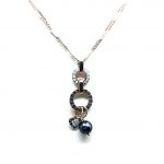 Mariana Necklace Pendant Pyrite Mineral, Clear & Blacks Swarovski Crystals Africa Coll.