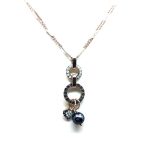 Mariana Necklace Pendant Pyrite Mineral, Clear & Blacks Swarovski Crystals Africa Coll.