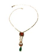 Necklace Pendant By Mariana Woman Rich Red and Fern Green Swarovski Crystals - Image 3