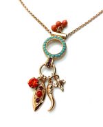 Mariana Necklace Pendant Blue & Coral Swarovski Crystals East Meets West Coll.