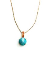 Mariana Necklace Pendant Turquoise Mineral & Orange Swarovski Crystal Africa Coll.