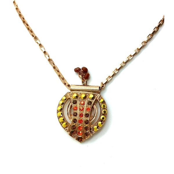 Mariana Necklace Pendant Gorgeous Red & Brown Swarovski Crystals Silk Road Coll.