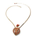 Mariana Necklace Pendant Finely Detailed Shades of Orange Swarovski Crystals Silk Road Coll.