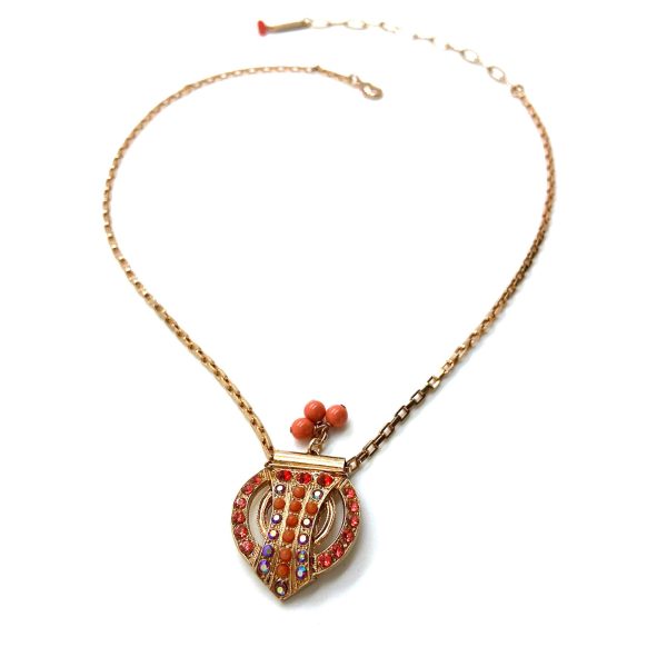 Mariana Necklace Pendant Finely Detailed Shades of Orange Swarovski Crystals Silk Road Coll.