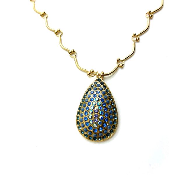 Mariana Necklace Pendant Pear Shaped Sapphire Austrian Crystals Electra Odyssey Coll.