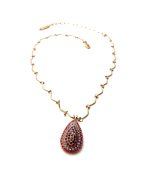Necklace Pendant By Mariana Woman Pear Shaped Rose and Peach Swarovski Crystals - Image 2