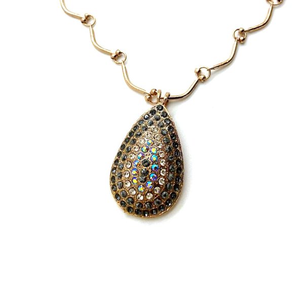 Mariana Necklace Pendant Pear Shaped Clear & Black Swarovski Crystals Nirvana Coll.