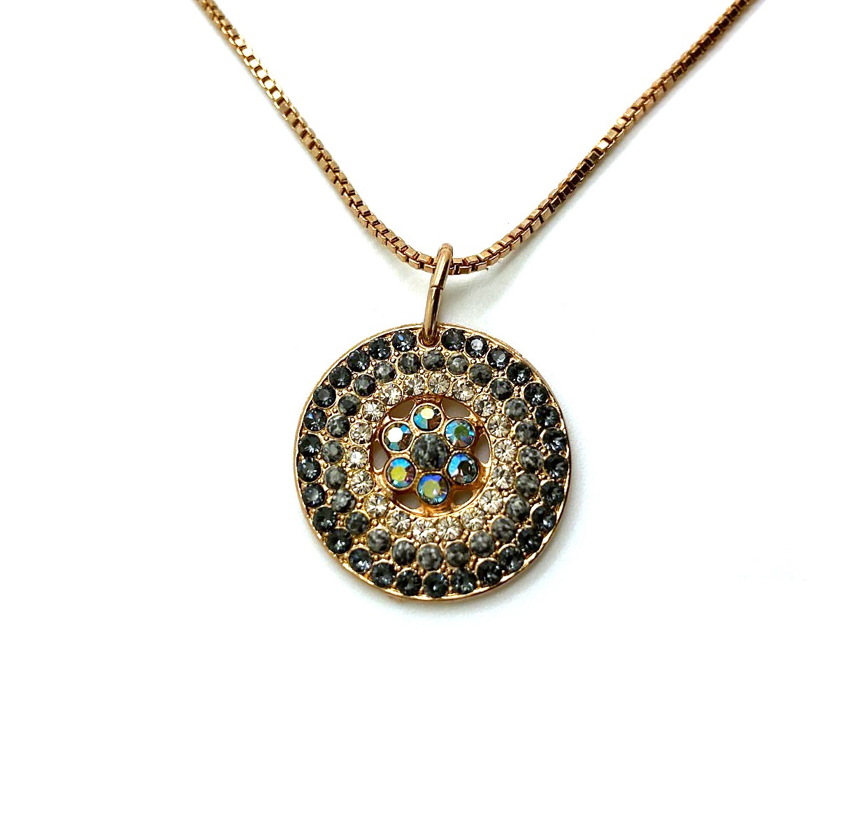 N-5078-1-1035-RG (3) Necklace Pendant By Mariana Woman Round Beaded Black Diamond Swarovski Crystals - Image 1