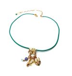 Mariana Necklace Pendant Elephant Beaded Greens Swarovski Crystals Silk Road Coll. - Image 2