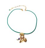 Mariana Necklace Pendant Elephant Beaded Greens Swarovski Crystals Silk Road Coll. - Image 3