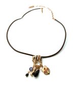 Mariana Necklace Pendant Elephant & Charms Black & Red Swarovski Crystals Silk Road Coll. - Image 2