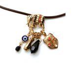 Mariana Necklace Pendant Elephant & Charms Black & Red Swarovski Crystals Silk Road Coll.