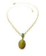 Necklace Pendant By Mariana Woman Aventurine Mineral and Amber Swarovski Crystals - Image 2