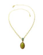 Necklace Pendant By Mariana Woman Aventurine Mineral and Amber Swarovski Crystals - Image 3