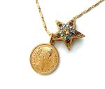 Mariana Necklace Pendant Coin & Star Glitzy Multi Color Swarovski Crystals Odyssey Coll.
