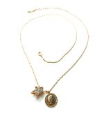 Necklace Pendant By Mariana Woman Coin and Star Light Sapphire and Siam Swarovski Crystals - Image 2
