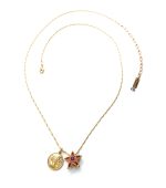 Necklace Pendant By Mariana Woman Coin and Star Beaded Ruby and Purple Swarovski Crystals - Image 2