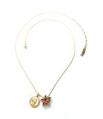 Necklace Pendant By Mariana Woman Coin and Star Beaded Ruby and Purple Swarovski Crystals - Image 3