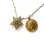Mariana Necklace Pendant Charming Coin & Star Colorful Swarovski Crystals Odyssey Coll.