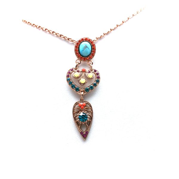 Mariana Necklace Pendant Finely Detailed Turquoise Mineral & Multi Color Austrian Crystals Masai Africa Coll.