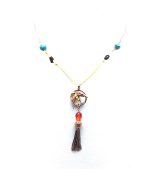 Mariana Necklace Pendant Bird Beaded Sun ,Yellow Opal Swarovski Crystals & Turquoise Mineral Masai Africa Coll. - Image 2