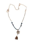 Mariana Necklace Pendant Blacks & Clear Swarovski Crystals & Pyrite Mineral Africa Coll.