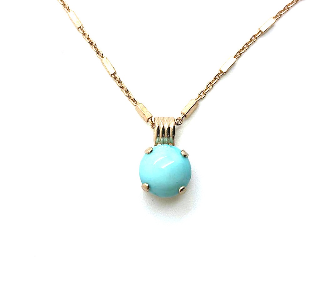 N-5445M-75-RG (2) Mariana Necklace Pendant Adorable Round Howlite Chinese Turquoise My Treasures Coll. - Image 1
