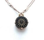 Mariana Necklace Pendant Round Intricate Sun Pattern Rose Gold & Jet Black Austrian Crystals My Treasures Coll.
