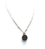 Mariana Necklace Pendant Round Intricate Sun Pattern Rose Gold & Jet Black Austrian Crystals My Treasures Coll. - Image 2