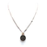 Mariana Necklace Pendant Round Intricate Sun Pattern Rose Gold & Jet Black Austrian Crystals My Treasures Coll. - Image 3