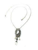 Mariana Necklace Finely Detailed Pendant Whites & Pearl Austrian Crystals Inspiration Coll.