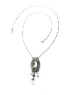 Mariana Necklace Finely Detailed Pendant Whites & Pearl Austrian Crystals Inspiration Coll. - Image 3