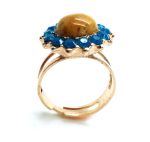Mariana Ring Flower  Yellow Jasper Mineral & Caribbean Blue Opal Swarovski Crystal Kokomo Songbook Coll. - Image 3