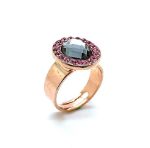 Mariana Ring Round Greys & Pinks Swarovski Crystals Madagascar Africa Coll. - Image 2