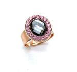 Mariana Ring Round Greys & Pinks Swarovski Crystals Madagascar Africa Coll. - Image 3