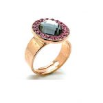 Mariana Ring Round Greys & Pinks Swarovski Crystals Madagascar Africa Coll.