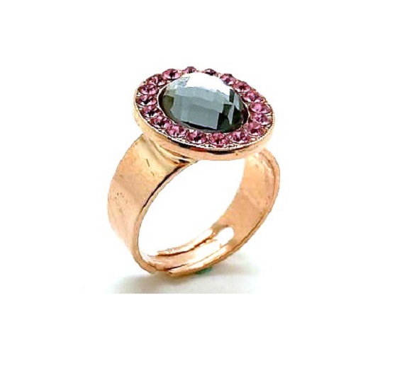 Mariana Ring Round Greys & Pinks Swarovski Crystals Madagascar Africa Coll.