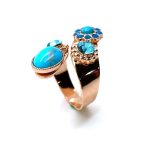 Mariana Ring Elegant Turq Mineral & Floral Blues Swarovski Crystals Zambezi Africa Coll. - Image 3