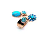 Mariana Ring Elegant Turq Mineral & Floral Blues Swarovski Crystals Zambezi Africa Coll.