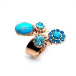 Mariana Ring Elegant Turq Mineral & Floral Blues Swarovski Crystals Zambezi Africa Coll.