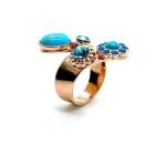 Mariana Ring Elegant Turq Mineral & Floral Blues Swarovski Crystals Zambezi Africa Coll. - Image 2