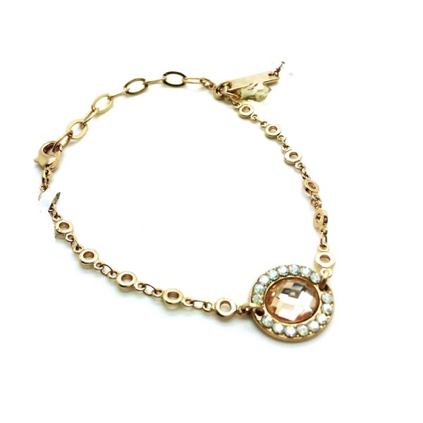 Bracelet By Mariana Woman Elegant Golden and Clear Swarovski Crystals