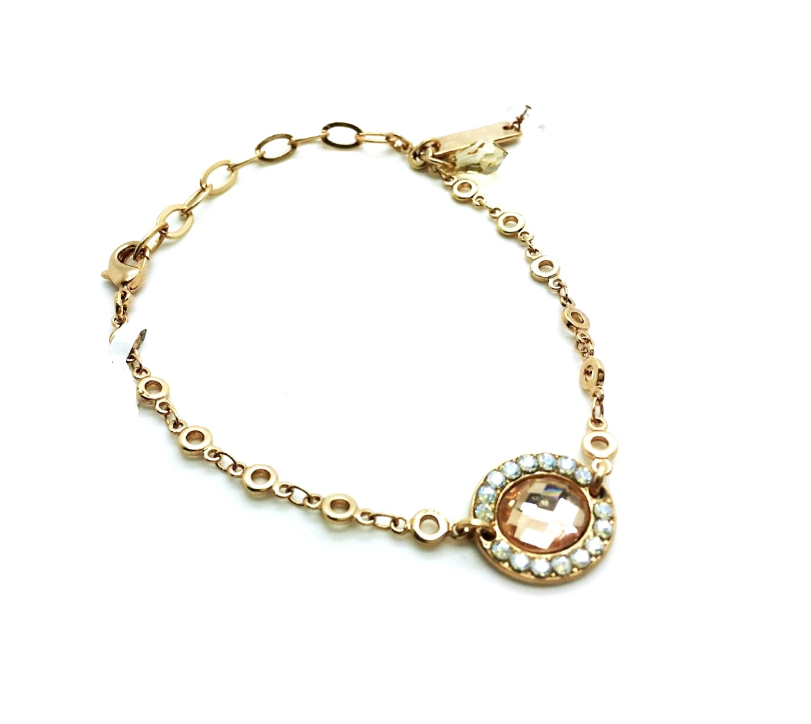 B-4005-2-1078-RG (1) Bracelet By Mariana Woman Elegant Golden and Clear Swarovski Crystals - Image 1
