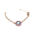 Bracelet By Mariana Madagascar Africa Coll. Fashionable Light Rose & Silver Night Austrian Crystals