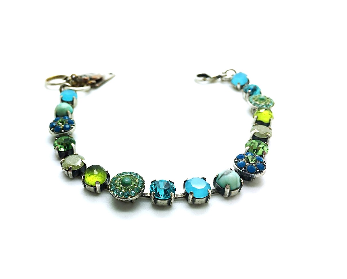 B-4044-M1066-SP (1) Mariana Bracelet Turq Mineral, Greens & Blues Swarovski Crystals Cocktail Hour Coll. - Image 1
