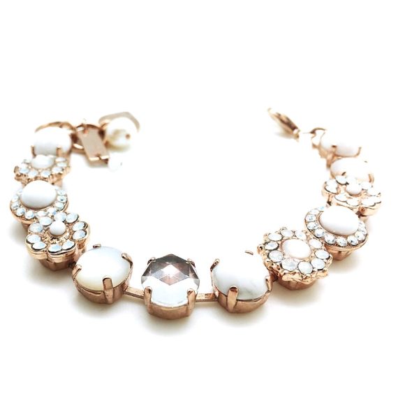 Mariana Bracelet White Howlite & Shell Mineral, Clear Swarovski Crystals Cocktail Hour Coll.